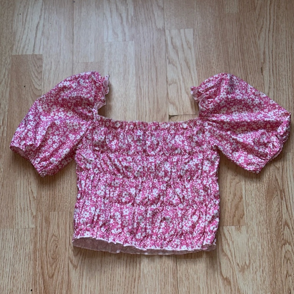 Pink floral crop top